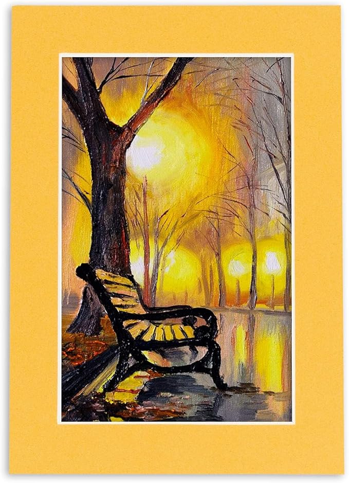 8.5x11 Mat Bevel Cut for 7x9 Photos - Acid Free Topaz Orange Precut Matboard With Backing Board and Crystal Clear, Self Seal Photo Mat Bag - For Pictures, Photos, Framing - 4-ply Thickness