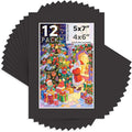 Mat Board Center, 5X7 Black Mats for 4X6 Pictures - Acid Free, 4-Ply Thickness, White Core, Bevel Cut - for Artworks, Photos, Framing - Pack of 12
