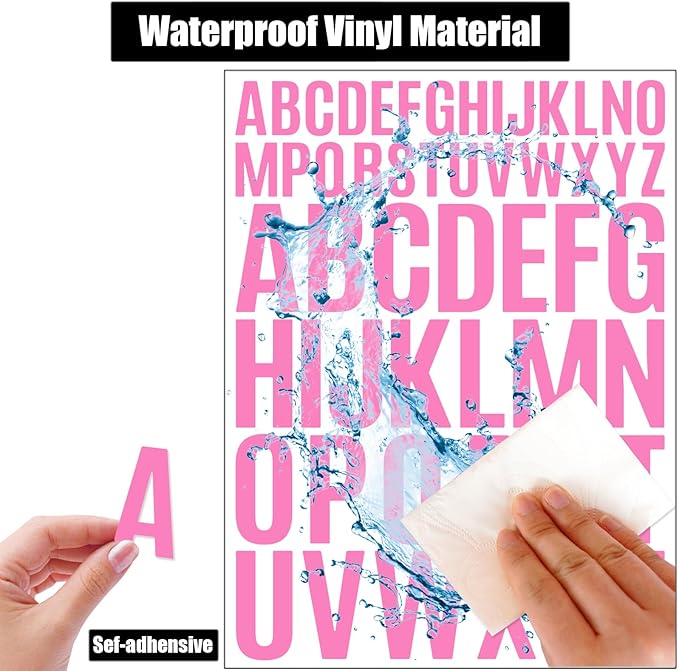 Bemeol Letter Stickers 1560 Pieces 30 Sheets Stick on Vinyl Letters Capital Alphabet Sticker Letter for Craft Bulletin Boards Classroom Home Business Decor(Pink,1 Inch,2 Inch)