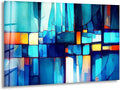 My Photostation.com 43Wx27H'' Blue Vibrant Stained Glass Wall ArtTempered Glass Printing Wall Decor Large Wall Art Wall Hangings