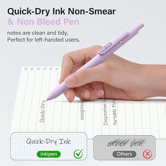 8Pcs Gel Pens - 0.5mm Black Ink Pens Fine Point Smooth Writing, Quick Drying Retractable Pen for Journaling, Cute School & Office Supplies