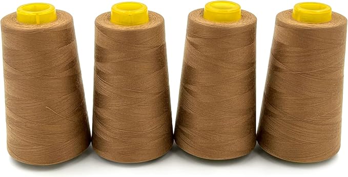 Tortoise 4 Cones of 3000 Yards Each Spool Thread for All Purpose, Serger, Overlock, Quilting, Sewing Machine - 100% Polyester - 40S/2 Ginger