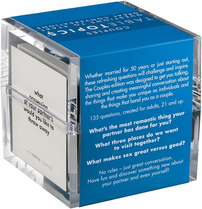 TableTopics Couples Conversation Cards for Romantic Partners with 135 Questions for Date Nights & Intimate Talks, Unique Gift for Anniversaries
