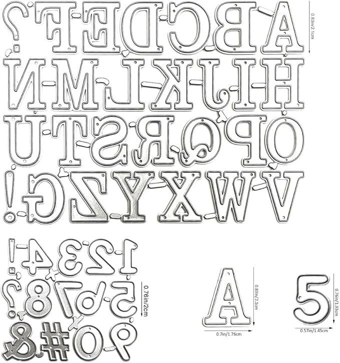 Letters and Number Metal Cutting Dies for Card Making,Uppercase Letters and Arabic Numerals Embossing Cuts Die for Scrapbook Album Decoration