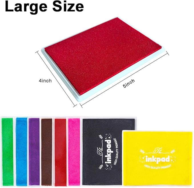 GTLZLZ Large Ink Pad for Rubber Stamps, 5" x 4" Washable Craft Stamp Pad for Kids, Fingerprint Ink Pad for Paper, Scrapbooking, Wood Fabric (Green)