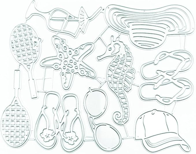 Cutting Dies Metal Stencils Scrapbooking Tools DIY Embossing Template for Paper Card Making Album Arts Crafts Supplies (Beach supplies-11x14cm)