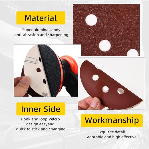 200-piece Sanding Discs Set - 5-Inch 8-Hole Sandpaper 10 Grades Include 60, 80, 100, 120, 150,180, 240, 320, 400, 600 Grits for Random Orbital Sander