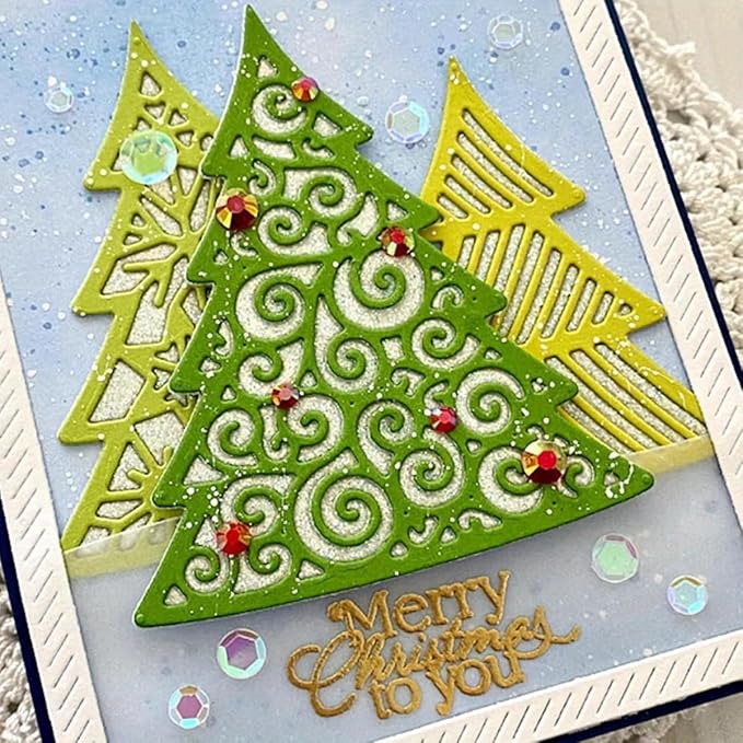 Lapoo Festivals Metal Cutting Die for Scrapbooking - Durable, Cut Stencils for DIY Scrapbook Photo Album Decorative Paper Card, Card Making Supplies, Embossing (A Christmas Tree Set 5.5 x 3.5 in)