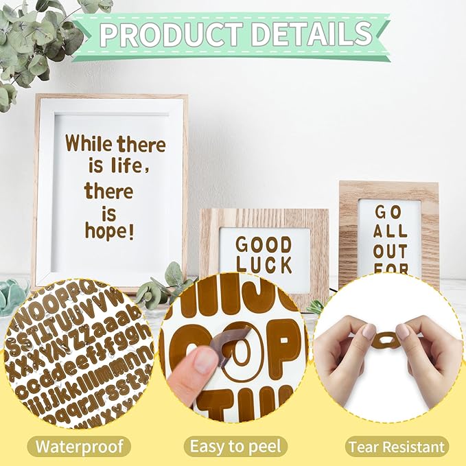 Alphabet Stickers - 1'' Inch Brown Letter Stickers, Self-Adhesive, Vinyl, Mailbox Numbers, for Bulletin Boards, Classroom, Home Decor