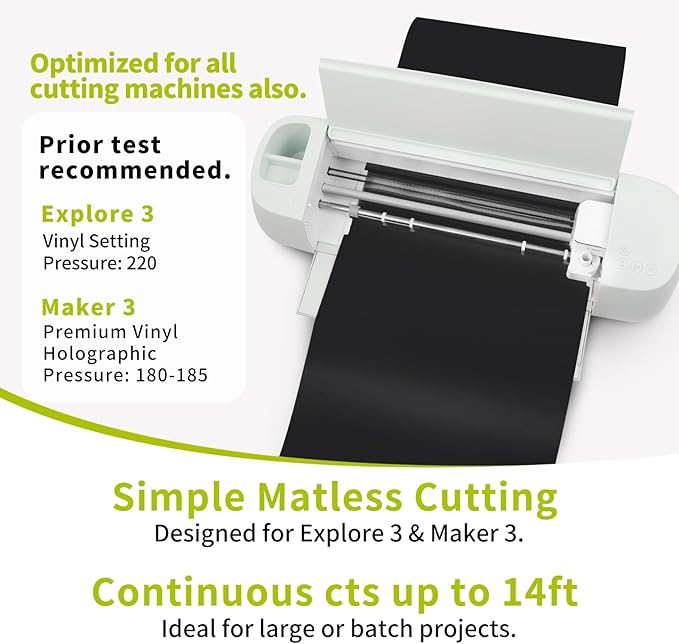 TECKWRAP Smart Permanent Vinyl, (13in x 14ft) - Adhesive Craft Vinyl - Matless Cutting & Easy to Apply for DIY Decal Projects with Maker 3 / Explore 3 Machines, Glossy Black