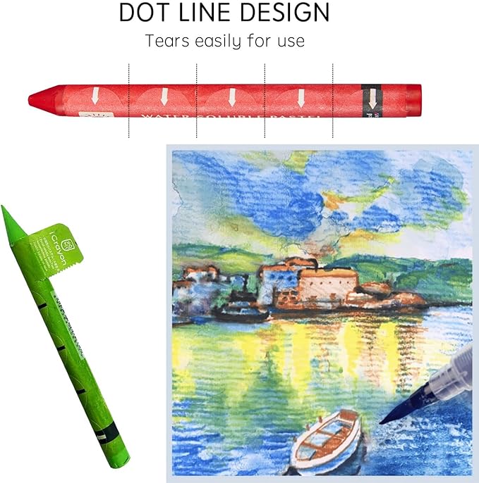 25 Colors Water Soluble Pastels, Watercolor Pastels Set for Beginners and Hobbyists, Includes Sharpener, Palette & Brush for Vibrant Art Creations (Europe)