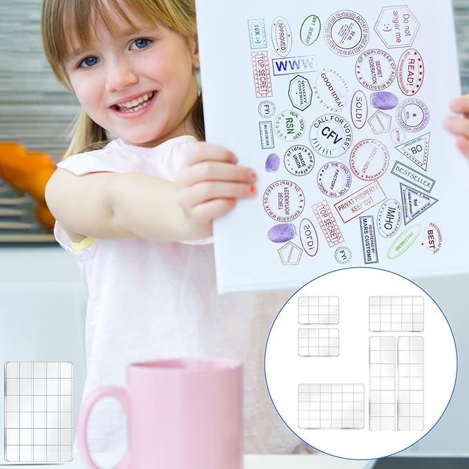 6Pcs Acrylic Blocks for Stamping Set Clear Stamping Blocks Tools with Grid Lines, Stamps for Crafting Card Making Scrapbooking Tools