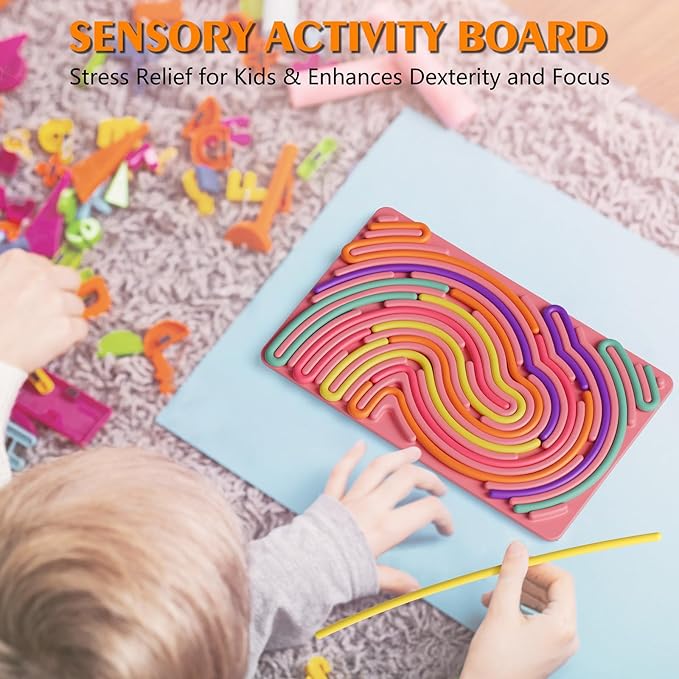 Sensory Fidget Toys for Kids Toddler Boys ,Sensory Activity Board for Stress Anxiety Autistic ADHD, Calm Down Travel Airplane Essentials Toys for 3+ Year Old, Stuffers Gifts for Teen Girls