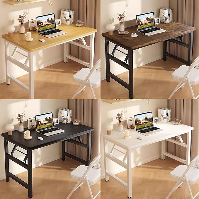 31.5 Inch Foldable Desks for Small Spaces,Foldable Desk No Assembly,Small Table for Bedroom,Rustic Brown.