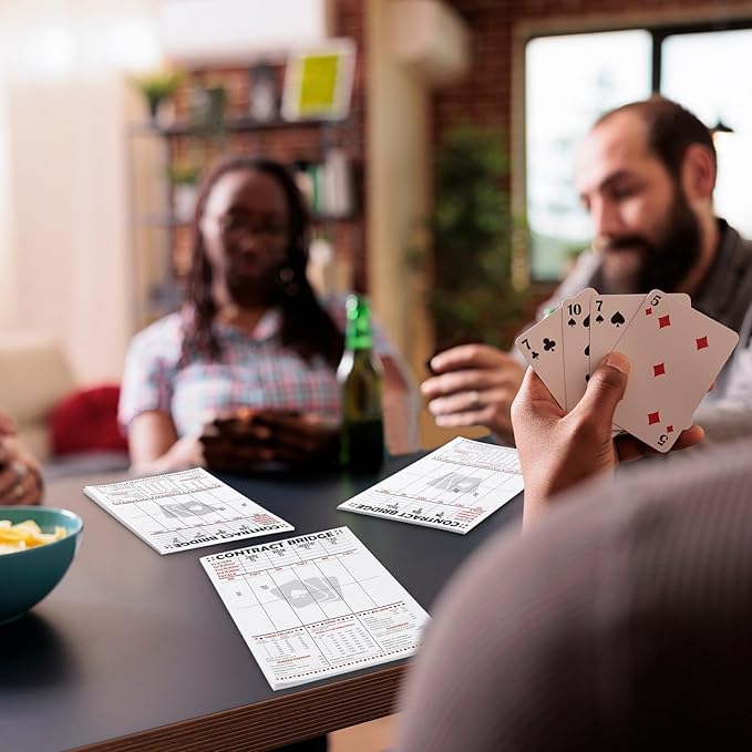 party greeting 150 Sheets Contract Bridge Score Pad and Tallies Contract Bridge Score Notepad Canasta Score Pads Print with Trick Rubber Bridge Party Bridge Playing Cards Large Print Game Scoring Card