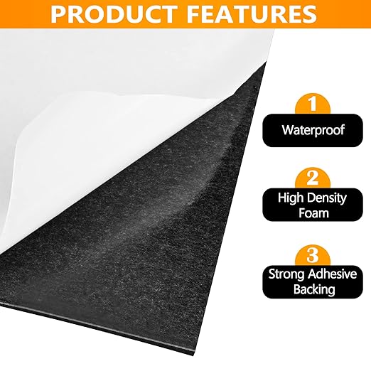 Sponge Neoprene Foam Rubber Sheet with Adhesive, 12 in x 60 in x 1/2 in Multi-Function Soundproof High Density Waterproof Rubber Mat, Perfect Cosplay Easy Cut DIY Neoprene Padding Roll - Black