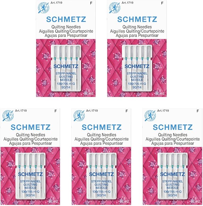 SCHMETZ Quilting Needles - Size 90/14, 5-Needle Cards, Pack of 5
