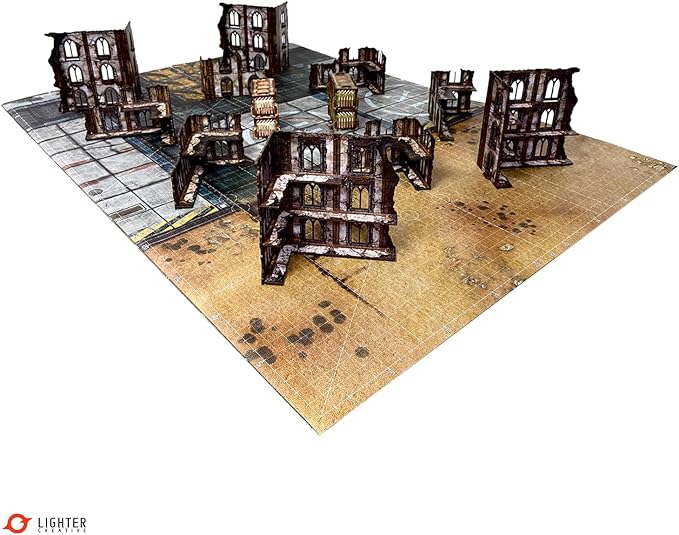 44'' x 60'' Battle Mat Gridded War-Gaming Mat for WH40K - Made of Synthetic Leather, 1.1mm Thickness (Adamant Bastion: Sector XI)
