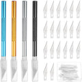 MECCANIXITY 4 Pcs Exacto Knife, Craft Hobby Knife with 40 Exacto Blades(#11) Profession Craft Knives for Crafting, Modeling, Scrapbooking (Gold, Blue, Black, Silvery)