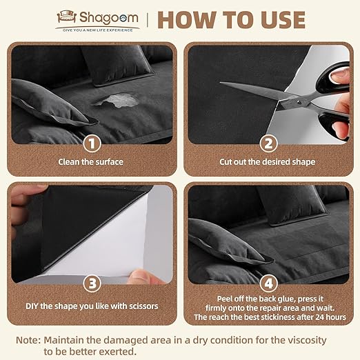 Suede Repair Patch, 17X79 Inch Large Repair Tape, Self-Adhesive Patches for Furniture, Sofa, Car Interior, Shoes, Hand Bag, Clothing (Grey, 17X79 Inch)