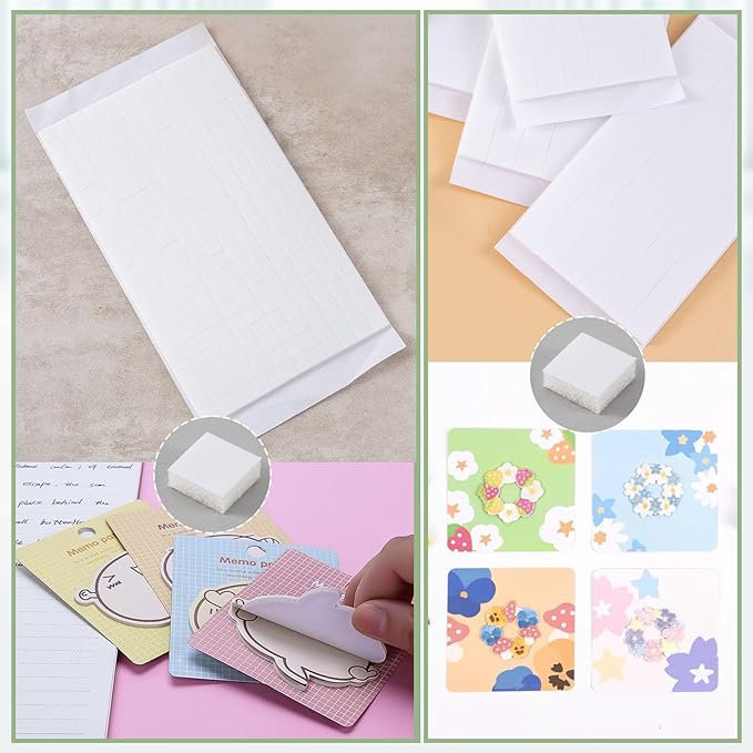 6 Sheet Double-Sided Foam Adhesive Squares, 2 Sizes 3D Square Foam Tape for Crafts, Pre-Cut Foam Mount Adhesive Strips for DIY, Scrapbooks, Office - 990pcs