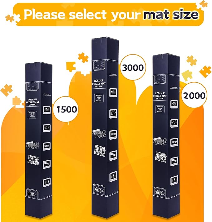 Jigsaw Puzzle Mat Roll Up, Portable Saver Pad 43” x 26” Up to 1500 Pieces, Puzzles Matt Rollup with Non-Slip Rubber Bottom & Smooth Top. (6 Puzzle Sorting Trays & 1 Storage Bag)
