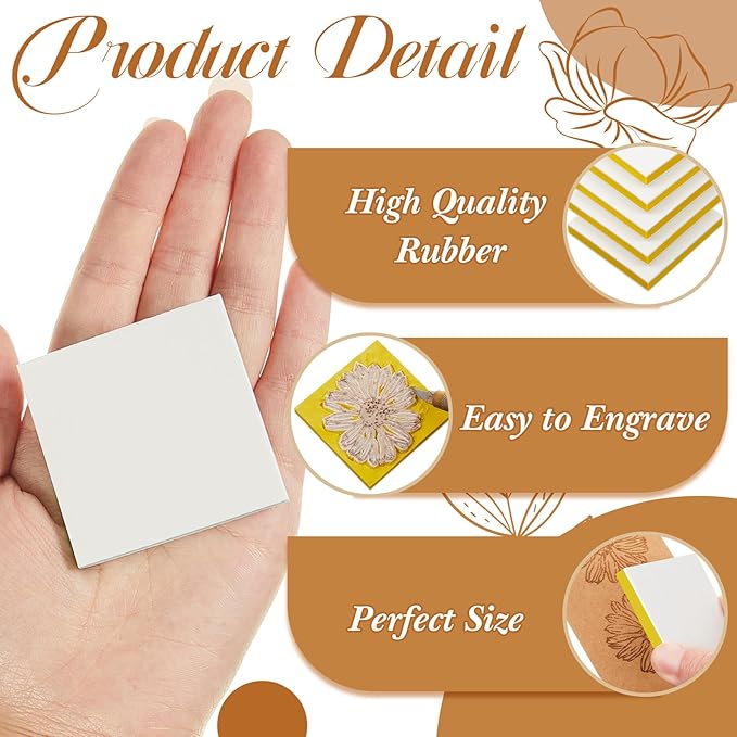 Frienda 24 Pcs 2" x 2" Rubber Carving Blocks Linoleum Blocks for Printmaking, Stamp Making, DIY Crafting, Scrapbook, Painting, Soft and Easy to Carve (White Yellow)