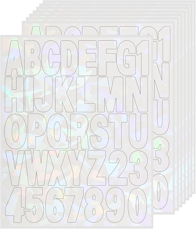 Starboling Letter Stickers,2 inch 8 Sheets White Alphabet Sticker,Self Adhesive Vinyl Letter Stickers Mailbox Numbers,for Arts Crafts Outdoor Sign Poster Mailbox Sign Doors Mailboxes Car Truck