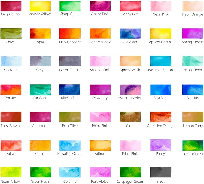 Professional Watercolor Brush Markers Pen 48 Colors of Ohuhu, Water Based Drawing Marker Brushes W/A Blending Aqua Pen, Water Soluble for Adult Coloring Books Comic Calligraphy