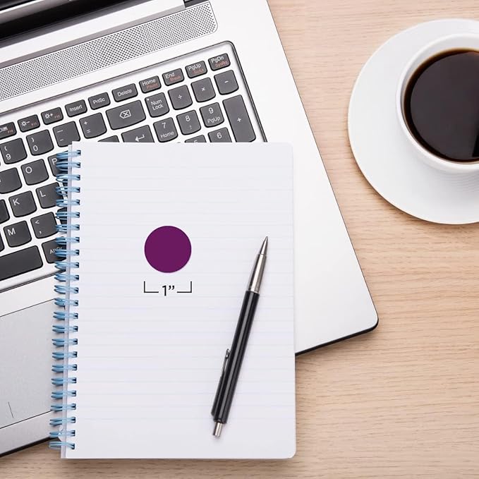 ChromaLabel 1 Inch Round Label Removable Color Code Dot Stickers, 1000 Labels per Dispenser Box, Purple