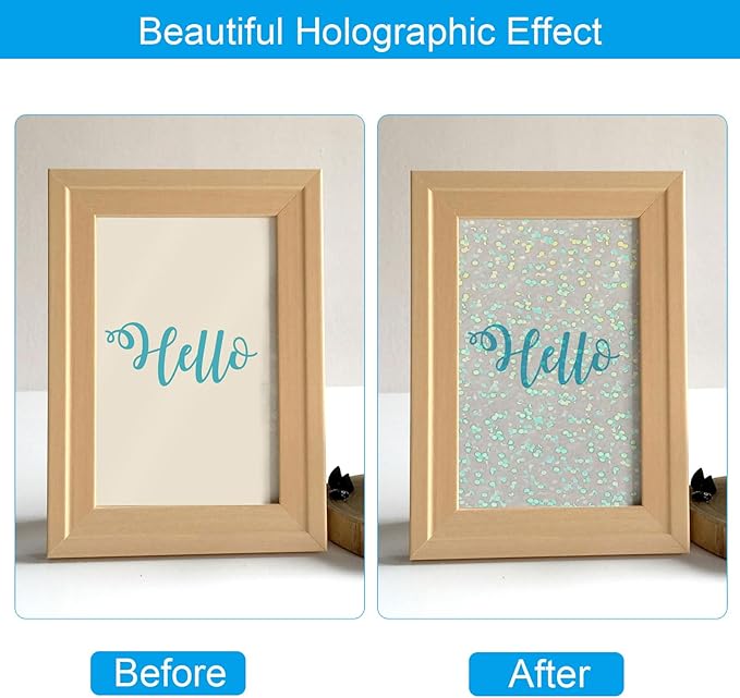 PATIKIL 8.3x5.8" Holographic Sticker Paper, 20Sheets A5 Polypropylene Self-Adhesive Transparent Waterproof Laminate Overlay Film for Photo Cards Scrapbook Decorations, Little Circle