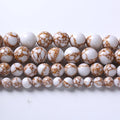 60pcs 6mm White Howlite Spun Gold Stone Beads for Jewelry Making Natural Stone Energy Healing Beads DIY Bracelet Necklace 15" (6mm, White Howlite Spun Gold Stone)