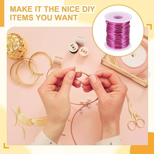 uxcell 16 Gauge / 1.5mm Anodized Aluminum Wire for Jewelry Craft Making, 102 Feet Bendable Flexible Wire for DIY Home Decor Gardening Sculpture, Rose Red