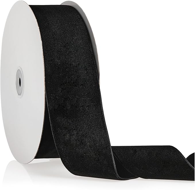 2" X 20 Yards Black Velvet Ribbon for Christmas Tree Wreath Decoration Handmade Crafts Ornaments Gift Wrapping & Bow Making