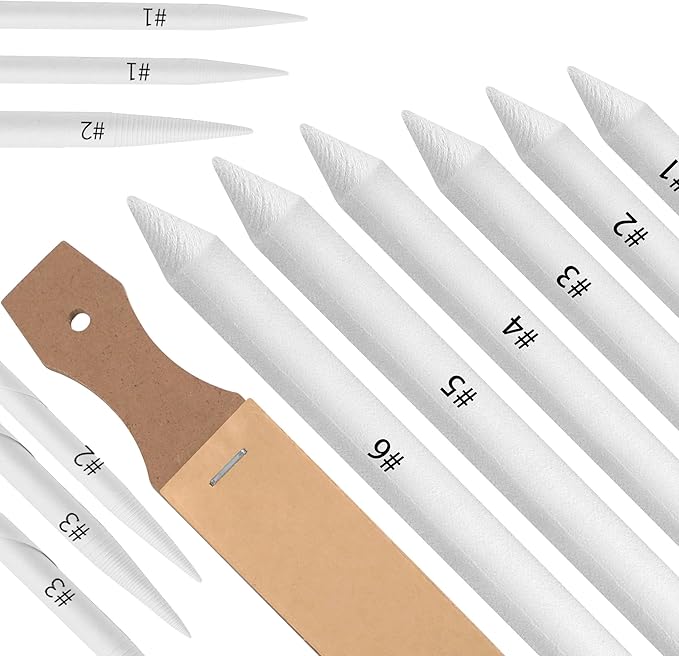 Jeimier 12 Pcs Blending Stumps for Drawing, Tortillions Blending Sticks for Beginner Drawing, Art Blenders, Blending Tools Paper Stumps for Shading Completed, Blending Pencil for Sketching, Softness