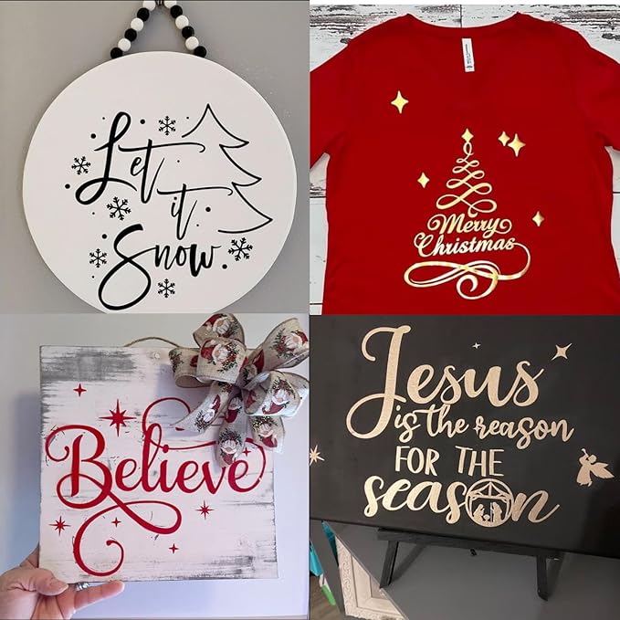 Christmas Stencils for Painting on Wood Let It Snow Stencil for Porch Sign Merry Christmas Stencil Believe Snowman Holiday Stencils for Crafts Reusable
