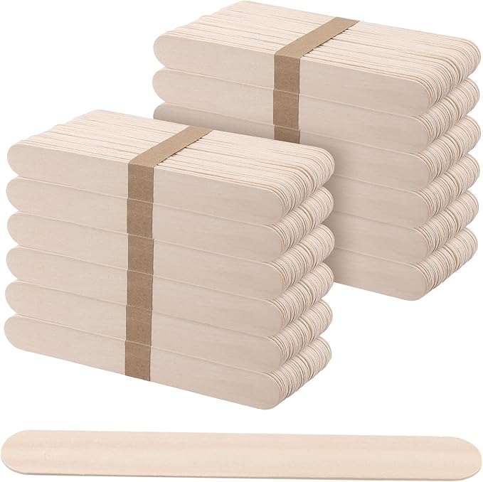 SOUJAP 600pcs 8 Inch Popsicle Sticks, Wooden Craft Sticks Bulk, Wood Ice Cream Sticks for Crafts Projects