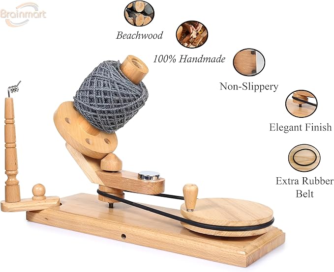 Wooden Yarn Ball Winder & Table Top Swift Set, Hand Operated Beechwood Combo Winder, Large Capacity 8 to 10 oz Yarn Fiber Winder, Wool String Swift Winder (Beechwood Winder & Swift)