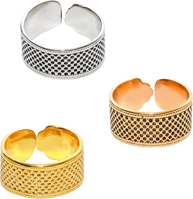 Lilaly 3 Pcs Thimble Metal Sewing Thimble Thimbles for Hand Sewing Sewing Finger Protector Sewing DIY Tool