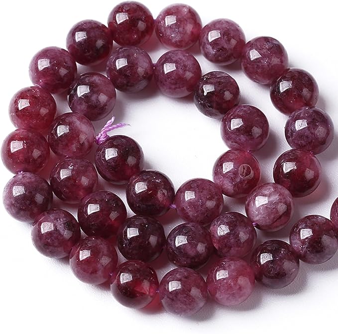 90PCS 8MM Natural Stone Kunzite Purple Jade Beads Round Loose Beads for Jewelry Making Bracelet 2 Strands 32"