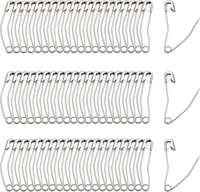 300Pcs Curved Safety Pins Size 1, 1-1/16 inch / 27mm Quilting Basting Pins, Bent Safety Pins for Quilting and Knitting (Sliver)