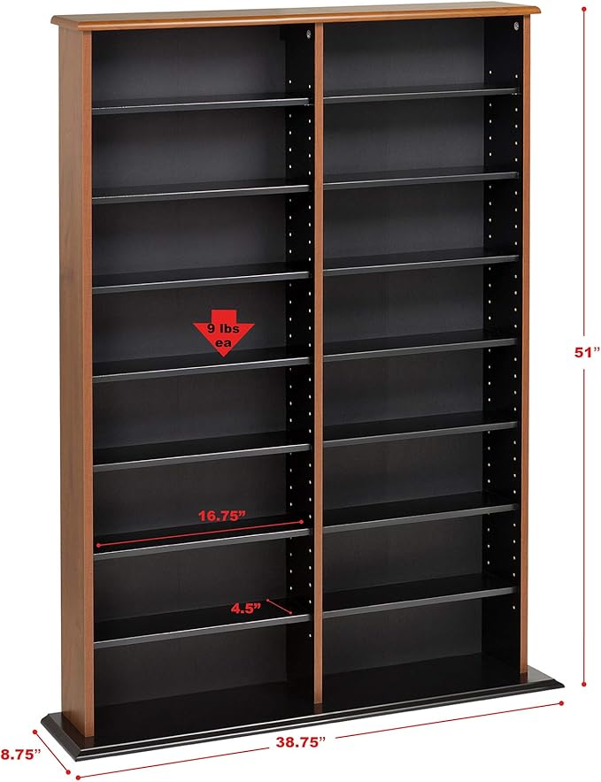 Prepac 2 Column Display Cabinet Media Storage, 38.75" Wide, Cherry