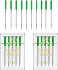 YICBOR Sewing Machine Needles, Universal Regular Point Flat Shank Sewing Needles HAX1 130/705H Compatible with Singer, Brother, Janome, Pfaff and Other Brand Sewing Machine (Green Size 9-2pack)