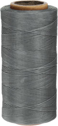 uxcell 150D 0.8mm Flat Waxed Thread 284 Yards Polyester Leather Sewing Waxed String Hand Stitching Cord for Leather Stitching Sewing Bookbinding DIY Craft Silver Gray