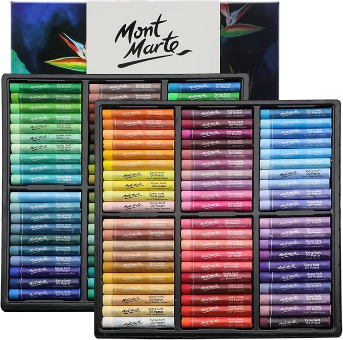 Mont Marte Extra Soft Oil Pastels Vibrant Hues Premium 120pc, Assorted Bright Colors, Vibrant, Buttery, Versatile Art Pastels for Blending, Layering & Shading, Art, Craft, Coloring and Sketching