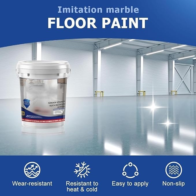 Epoxy Floor Paint, Epoxy Colored Sand Floor Paint, High-Gloss Marble Effect Self-Leveling Coating, Waterproof, Non-Slip, Ultra-Durable for Garage, Basement, Wood Floors (Yellow,11 lb)