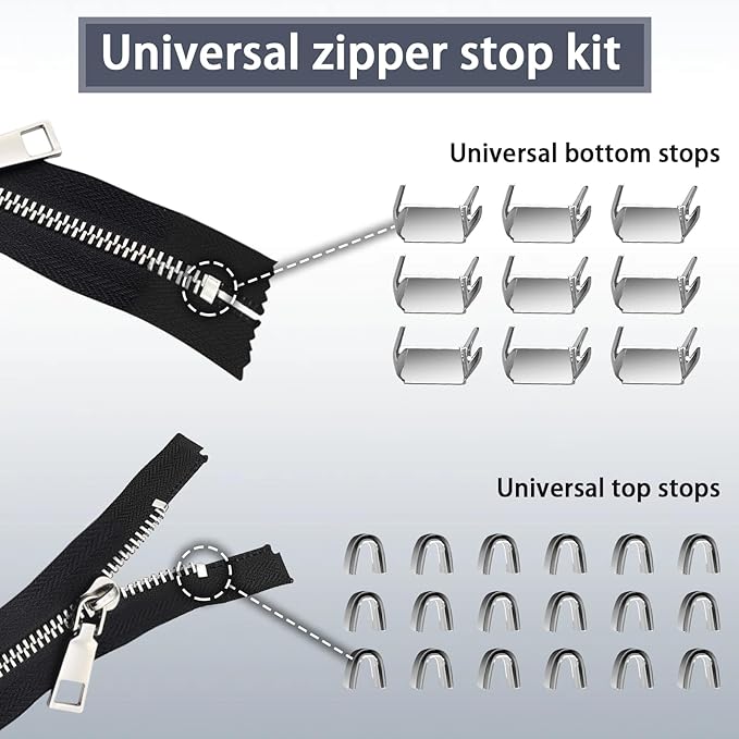 VICHERIA Zipper Repair Kit (45 Pcs), Universal Size #5 Zippers for Sewing, Replacement Slider Pull Fix Kit for Jackets, Coat, Boot, Backpack, Purse