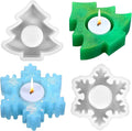 2PCS Christmas Resin Molds Christmas Tree Candle Holder Resin Molds Snowflake Silicone Resin Mold for Tea Lights Epoxy Resin Mold for Home Table Decorations Xmas Decor