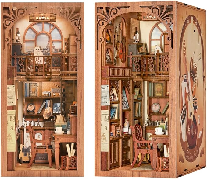 CUTEBEE Book Nook Kit - DIY Miniature House Kit for Adults and Teens, Dollhouse Booknook Tiny House Model Build Bookshelf Decor, Gifts for Family, Friends
