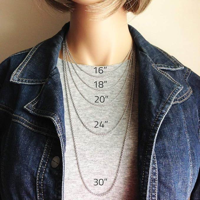 Wholesale 12 PCS Stainless Steel Flat Cable Chain Link Necklace Chains Bulk for Jewelry Making (20 Inch(2MM))
